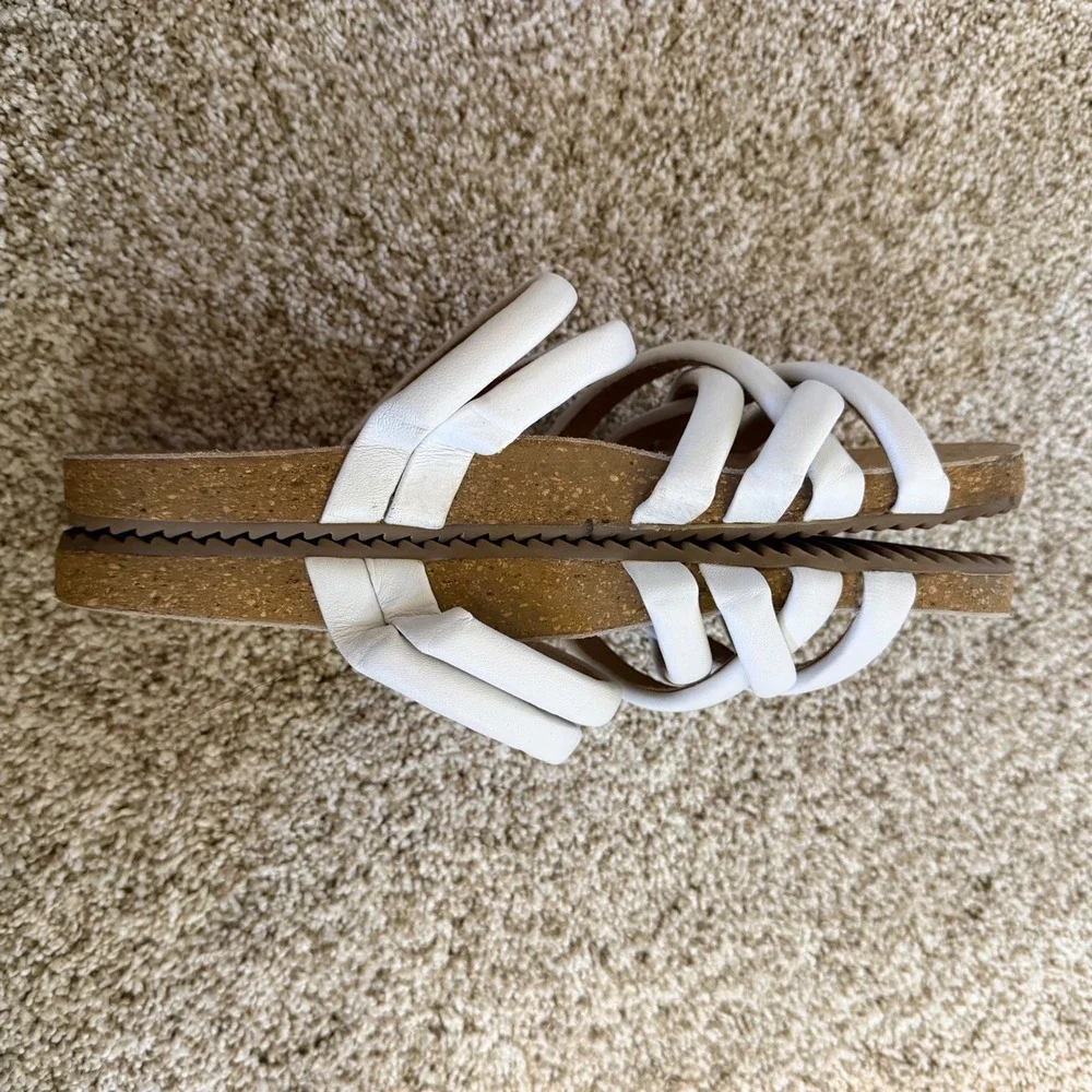Coconuts by Matisse White Leather Multi‎ Strap Slide Sandals Womens Size 9M